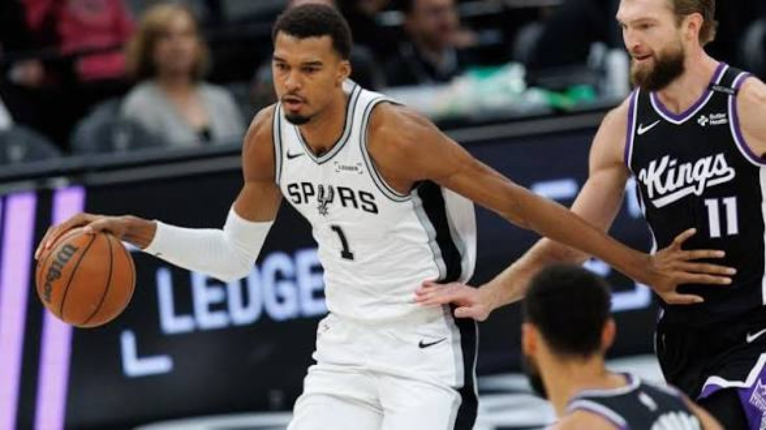 Victor Wembanyama in a San Antonio Spurs jersey