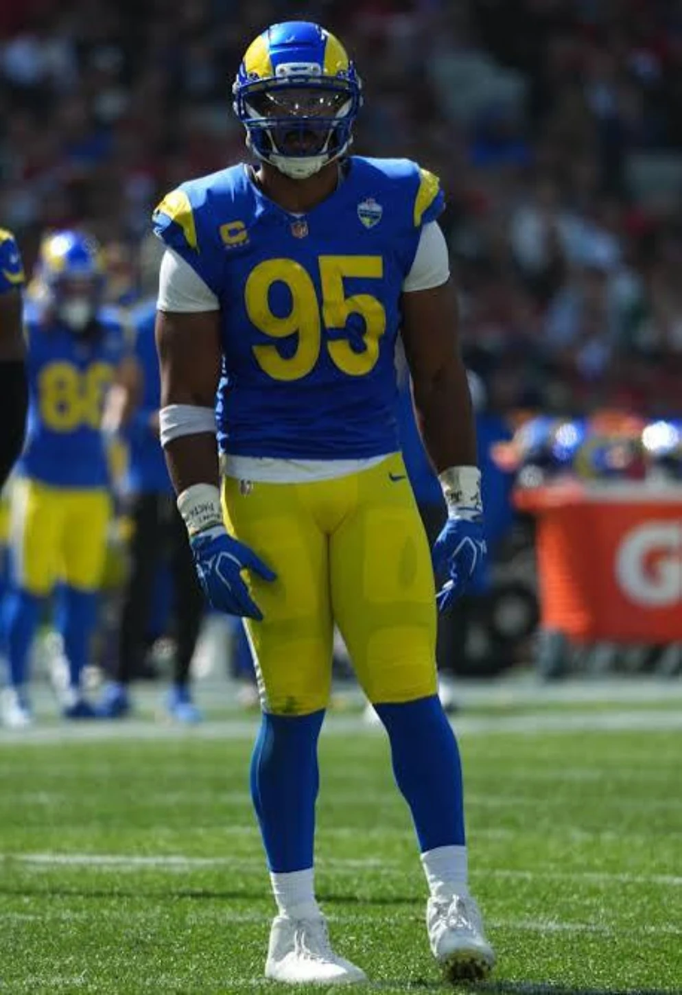 Los Angeles Rams defensive player wearing jersey number 95 on the field