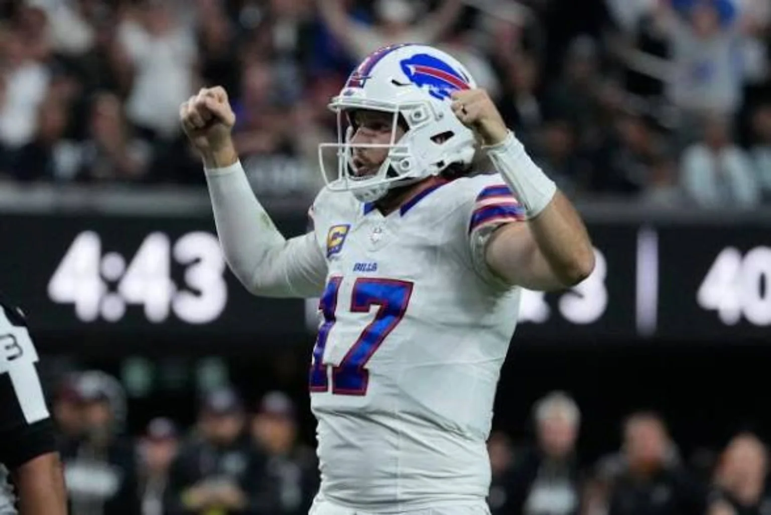 Buffalo Bills quarterback Josh Allen celebrating during a game
