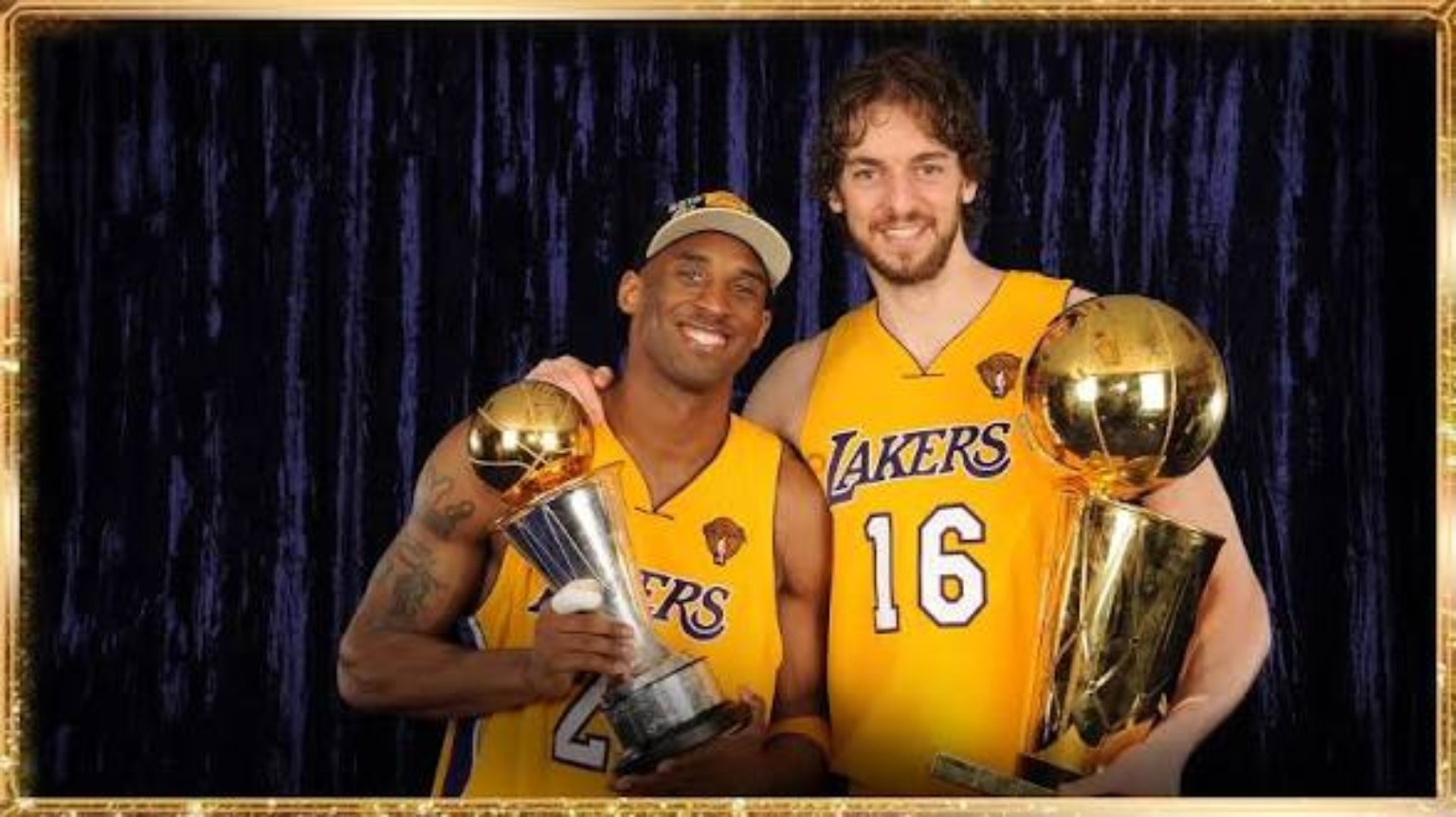 BACK-TO-BACK — Kobe and Pau with the hardware.