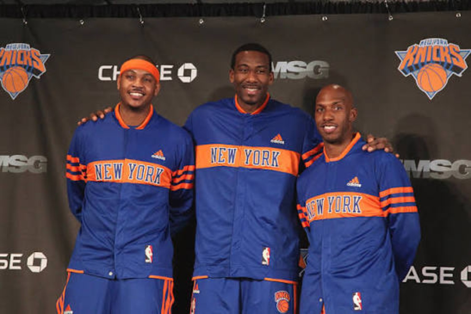 Carmelo Anthony with New York Knicks teammates