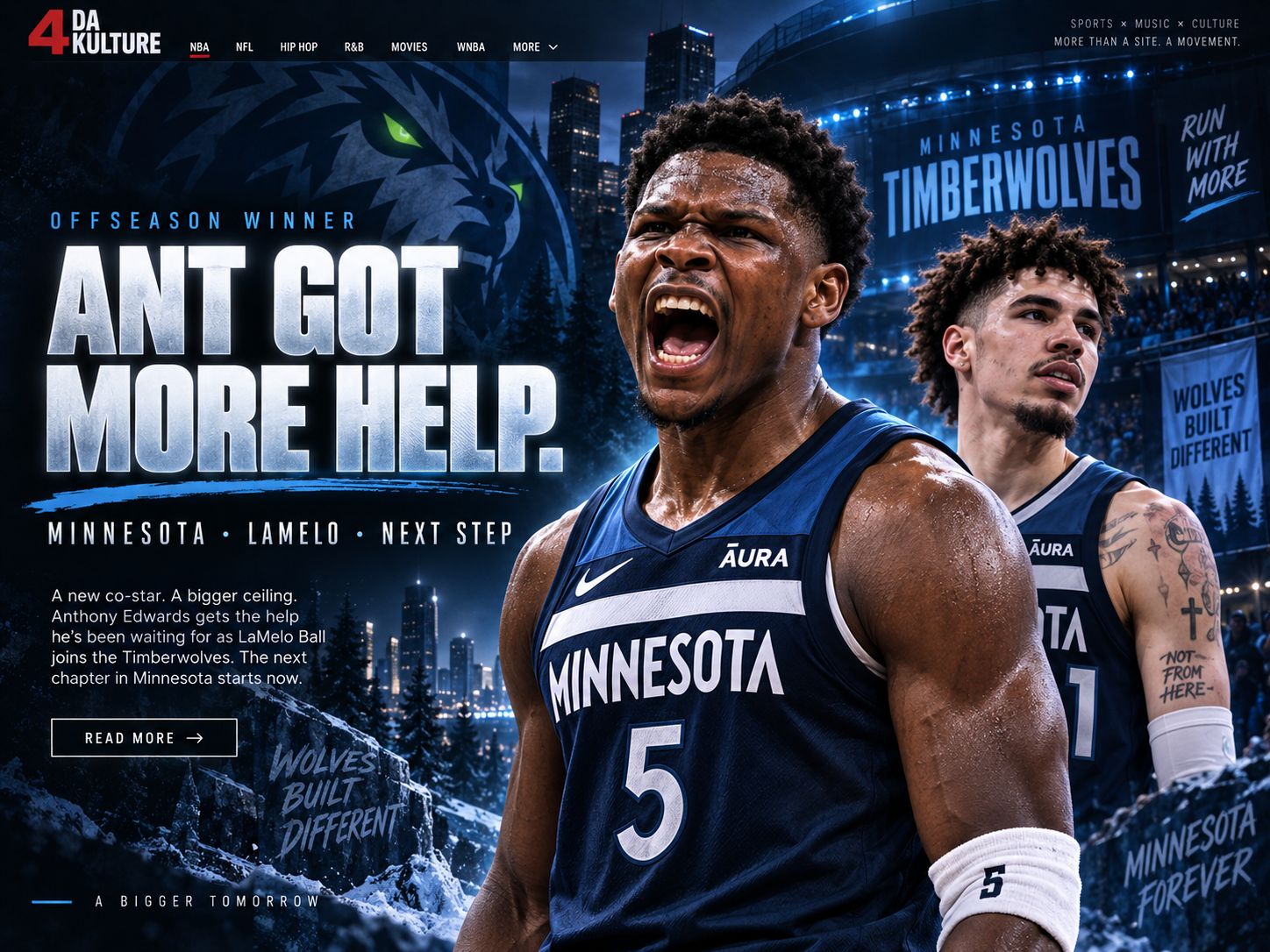 4DK Minnesota Timberwolves feature artwork with Anthony Edwards and LaMelo Ball