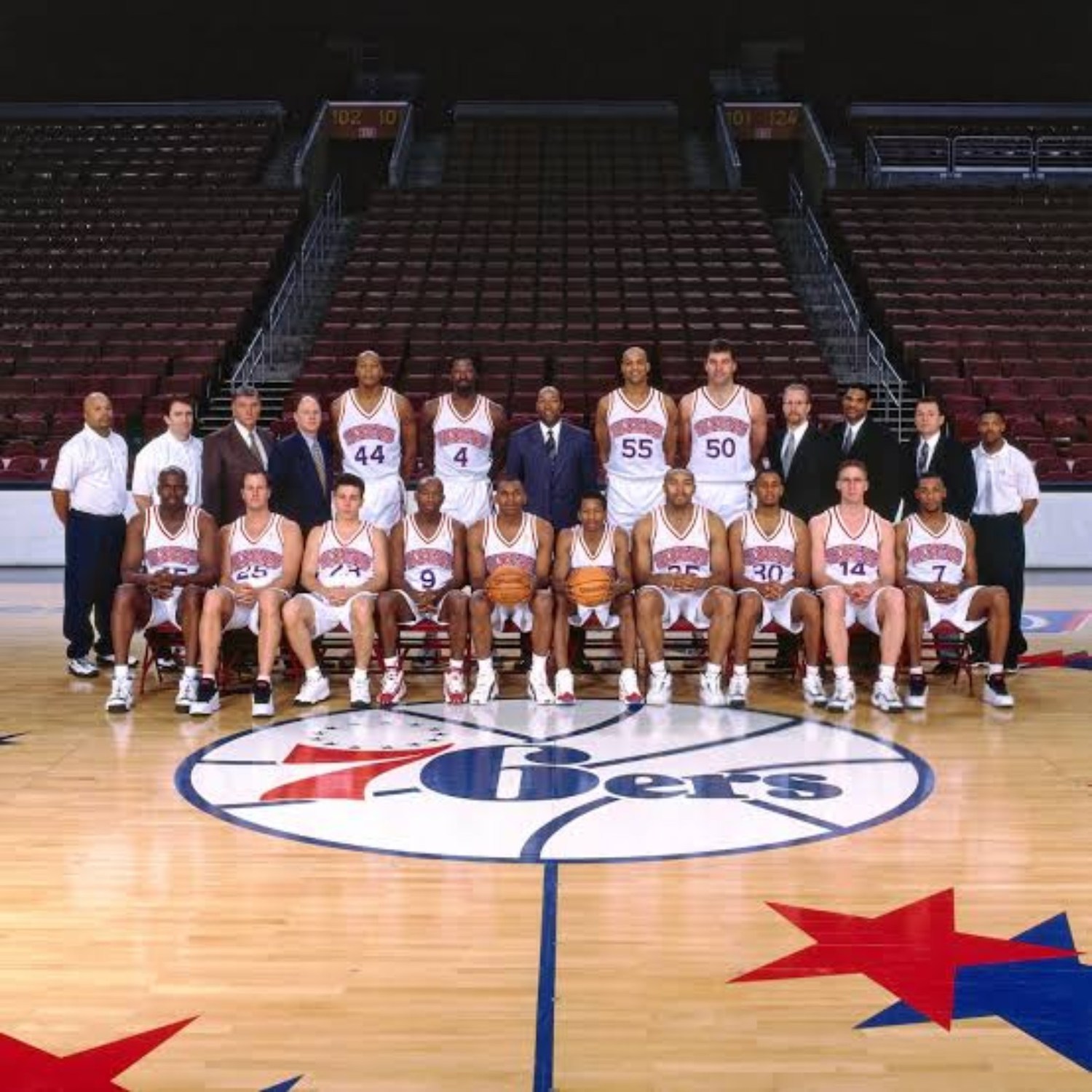 Philadelphia 76ers team photo from the 1996-97 season